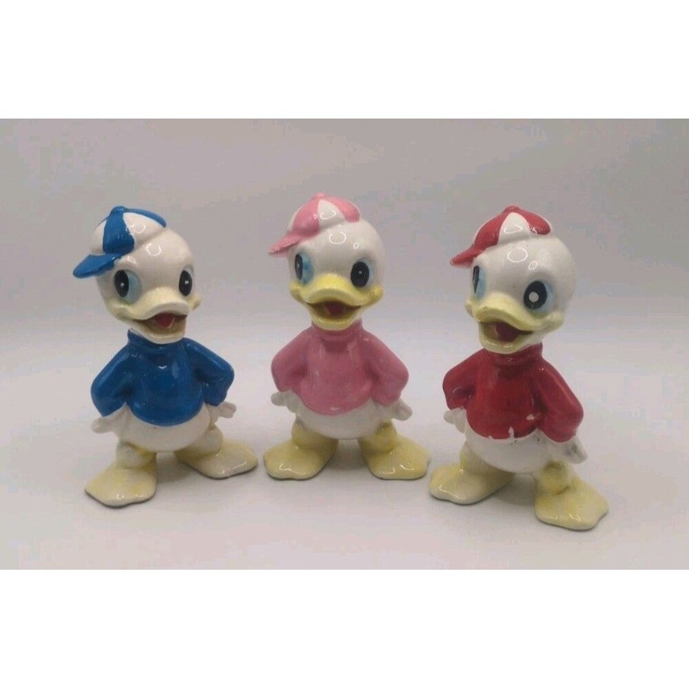 Huey Dewey Louie Figurines Walt Disney Productions RARE Set - Vintage Disney